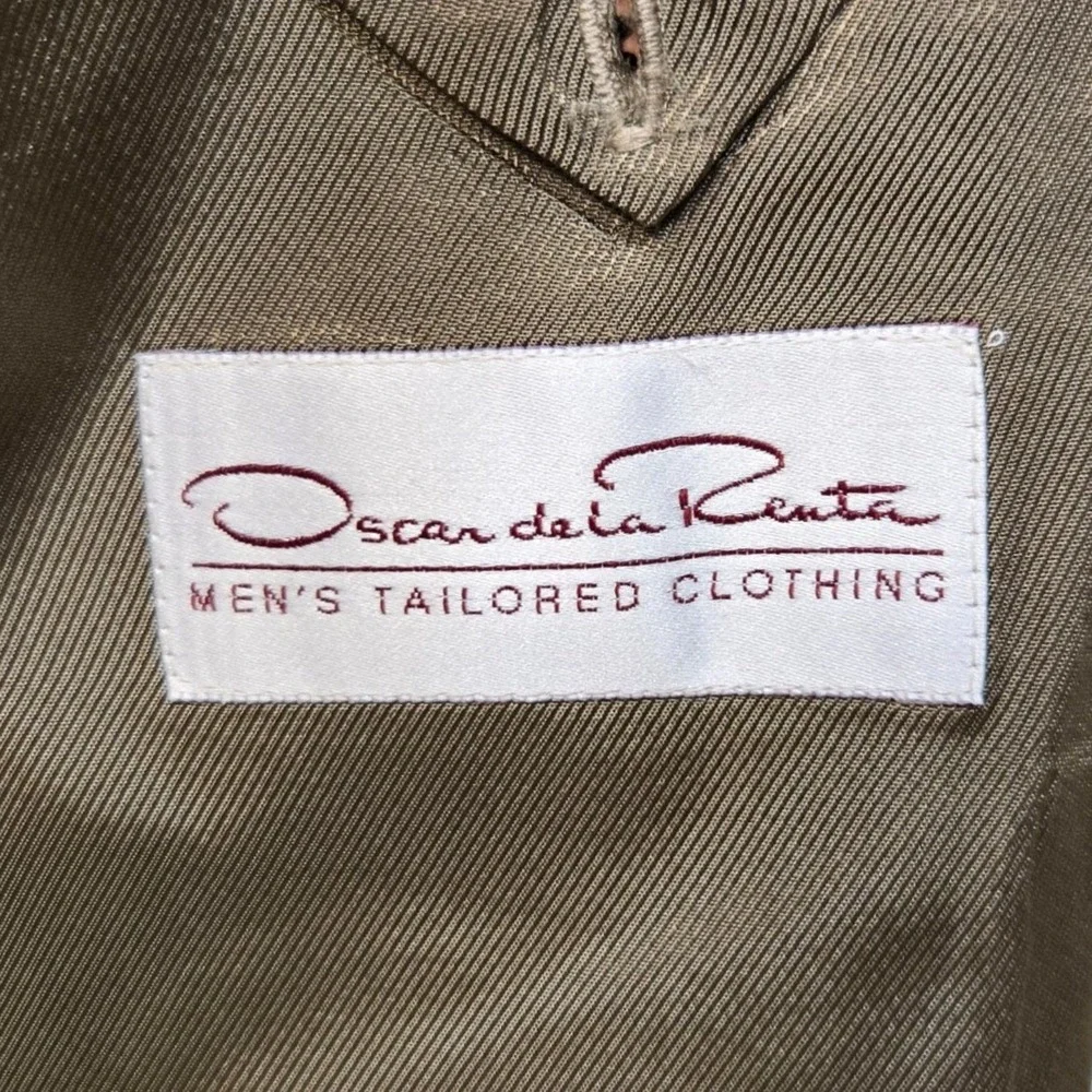 Oscar De La‎ Renta Wool Sport Coat Men 42L Brown Houndstooth Blazer Ivy Preppy